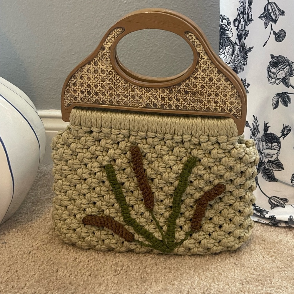 Vintage Woven Bag with Catfish Motif